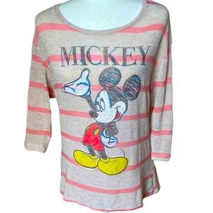 Disney Mickey Mouse Striped Rayon Mix Sweater SZ:L